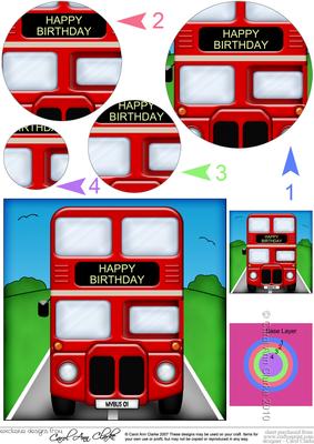 Big Red Bus Circle Pyramage Topper