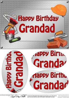 A5 Birthday Grandad Handyman Tools Oval Pyramage Topper