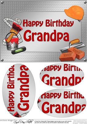 A5 Birthday Grandpa Handyman Tools Oval Pyramage Topper