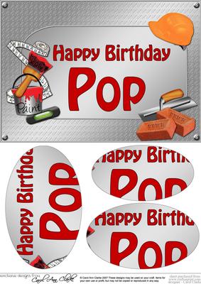 A5 Birthday Pop Handyman Tools Oval Pyramage Topper