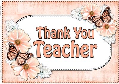 A4 Thank You Teacher Flowers & Butterflies Card Topper