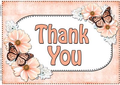 A4 Thank You Flowers & Butterflies Card Topper