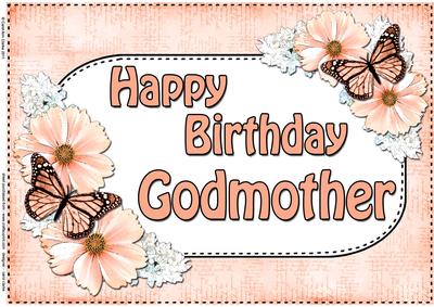 A4 Birthday Godmother Flowers & Butterflies Card Topper