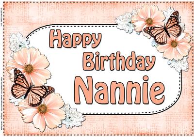 A4 Birthday Nannie Flowers & Butterflies Card Topper