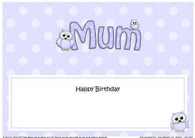 Birthday Mum Owls Large Dl Matching Insert