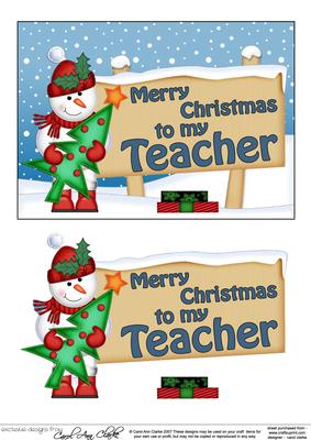 Xmas Teacher Snowman Signpost 5x7 Easicut Decoupage