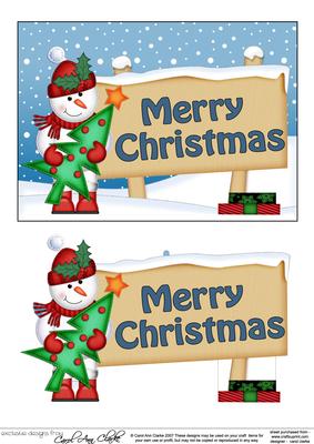 Xmas Snowman Signpost 5x7 Easicut Decoupage