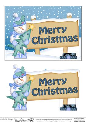Xmas Snowman Signpost 5x7 Easicut Decoupage