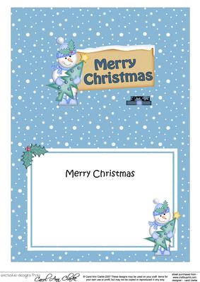 Xmas Snowman Signpost 5x7 Matching Insert