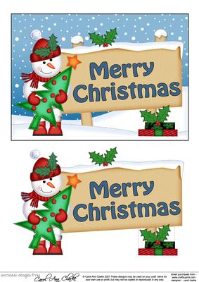 Xmas Snowman Signpost 5x7 Easicut Decoupage