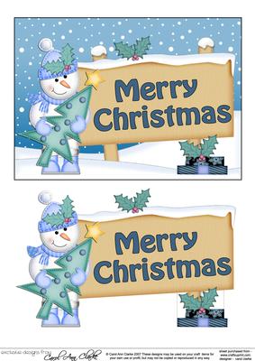 Xmas Snowman Signpost 5x7 Easicut Decoupage