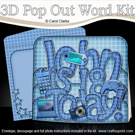 3D 18th Birthday John Gadgets & Gismos Pop Out Word Card