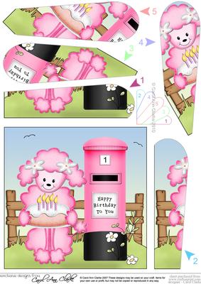 Bon Bon Poodle Dog Birthday Cake & Postbox Fan Pyramage