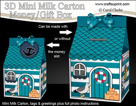 3D Beach Hut Holiday Milk Carton Money or Treat Box Mini Kit