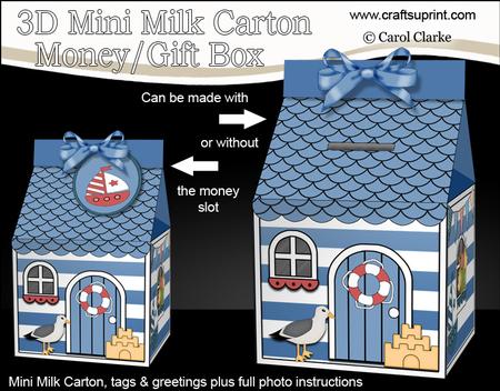 3D Beach Hut Holiday Milk Carton Money or Treat Box Mini Kit