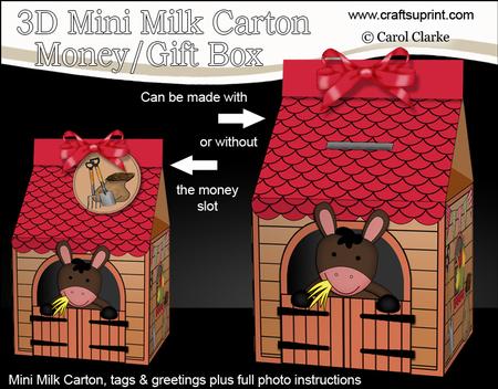 3D Coco Donkey Stable Milk Carton Money or Treat Box