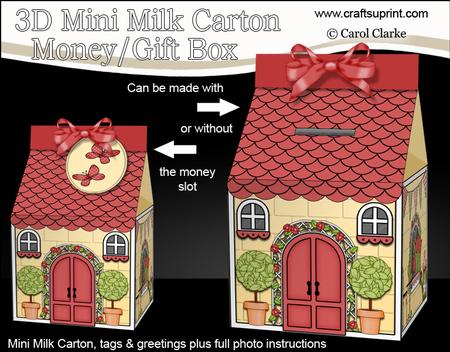 3D Country Cottage Milk Carton Money or Treat Box