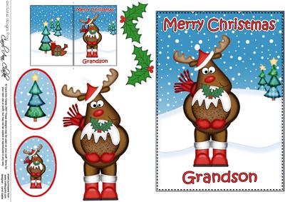 Xmas Grandson Rudolph 5x7 3D Decoupage