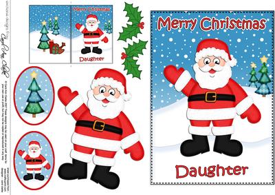 Xmas Daughter Santa 5x7 3D Decoupage