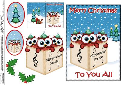 Xmas to You All Owls 5x7 3D Decoupage