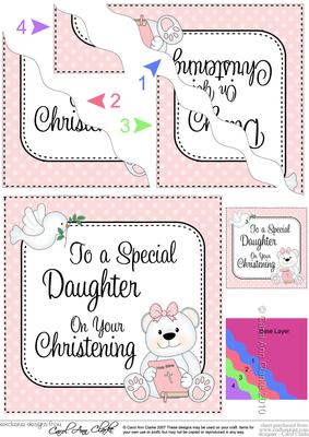 Special Daughter Christening Teddy Wavy Corner Side Stacker