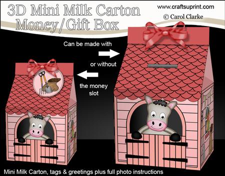 3D Gigi Horse Stable Milk Carton Money or Treat Box