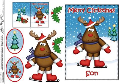 Xmas Son Rudolph 5x7 3D Decoupage