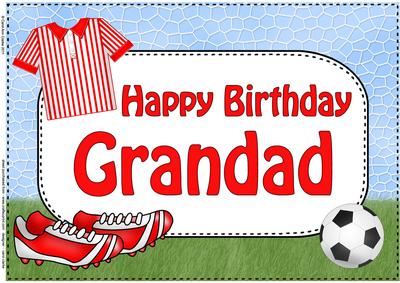 A4 Birthday Grandad Football Card Topper