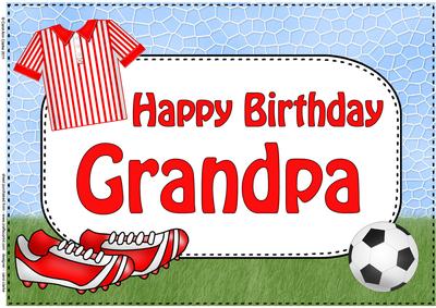 A4 Birthday Grandpa Football Card Topper