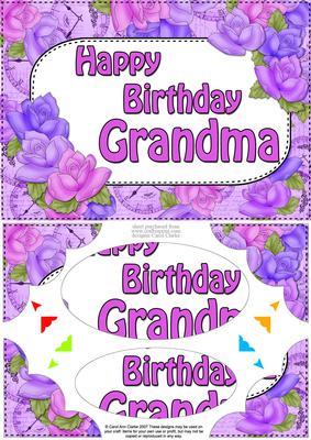 A5 Birthday Grandma Time for Roses Scallop Corners and Pyram