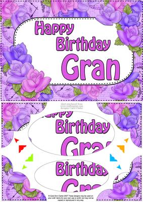 A5 Birthday Gran Time for Roses Scallop Corners and Pyram