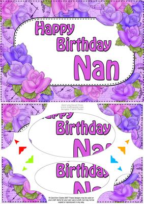 A5 Birthday Nan Time for Roses Scallop Corners and Pyram