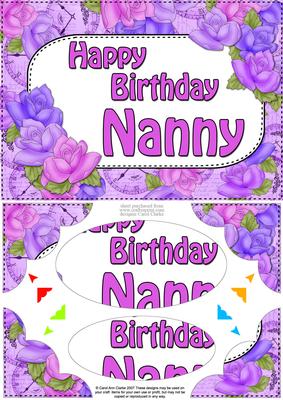 A5 Birthday Nanny Time for Roses Scallop Corners and Pyram