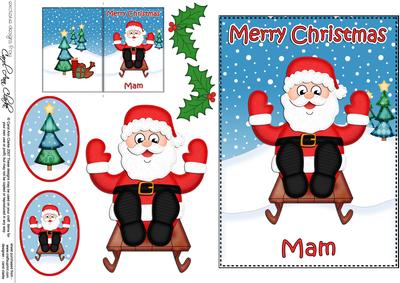 Xmas Mam Santa 5x7 3D Decoupage