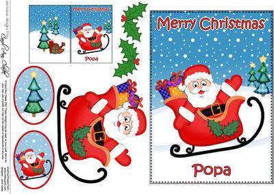 Xmas Popa Santa 5x7 3D Decoupage