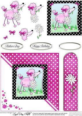 Cute Poodle Quick Card with Decoupage