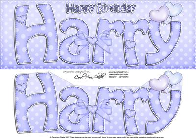 Large Dl Birthday Harry Balloons Quick Card N 3D Decoupage