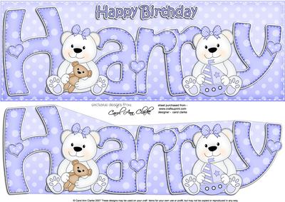 Large Dl Birthday Harry Teddies Quick Card N 3D Decoupage