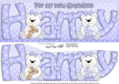 Large Dl New Grandson Harry Teddies 3D Decoupage