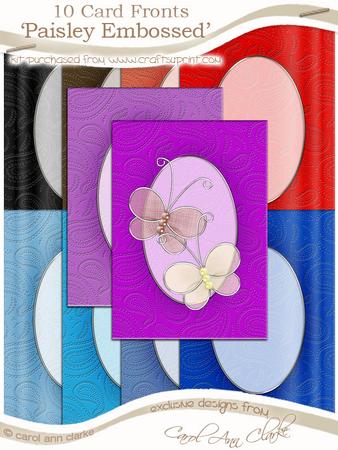 'paisley Embossed' Card Fronts Kit - Flowers and Pearls Colours