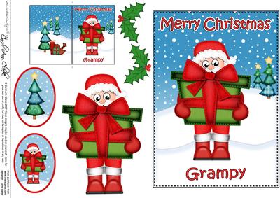Xmas Grampy Santa 5x7 3D Decoupage