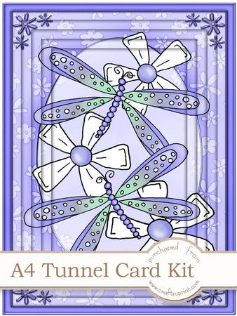 A4 Dreamy Dragonflies in Purple Tunnel Card Kit