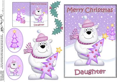 Xmas Daughter Ben Polar Bear 5x7 3D Decoupage