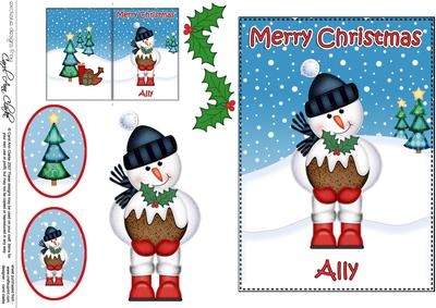 Xmas Ally Snowman 5x7 3D Decoupage