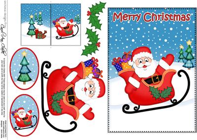 Christmas Santa 5x7 3D Decoupage