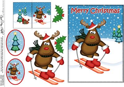 Christmas Rudolph 5x7 3D Decoupage