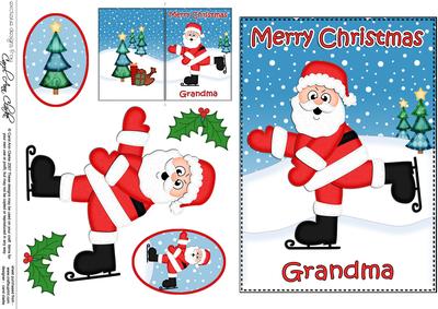 Xmas Grandma Santa 5x7 3D Decoupage