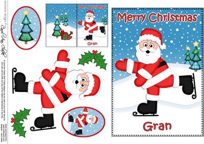 Xmas Gran Santa 5x7 3D Decoupage