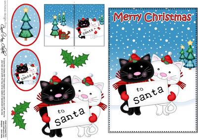 Xmas Little Cats 5x7 3D Decoupage