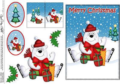 Xmas Ben Polar Bear 5x7 3D Decoupage